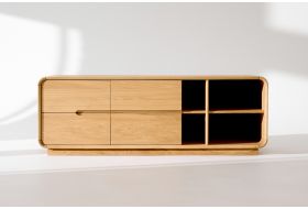 Szafka pod TV 160 cm Modesta dębowa z wycięciem na kable

